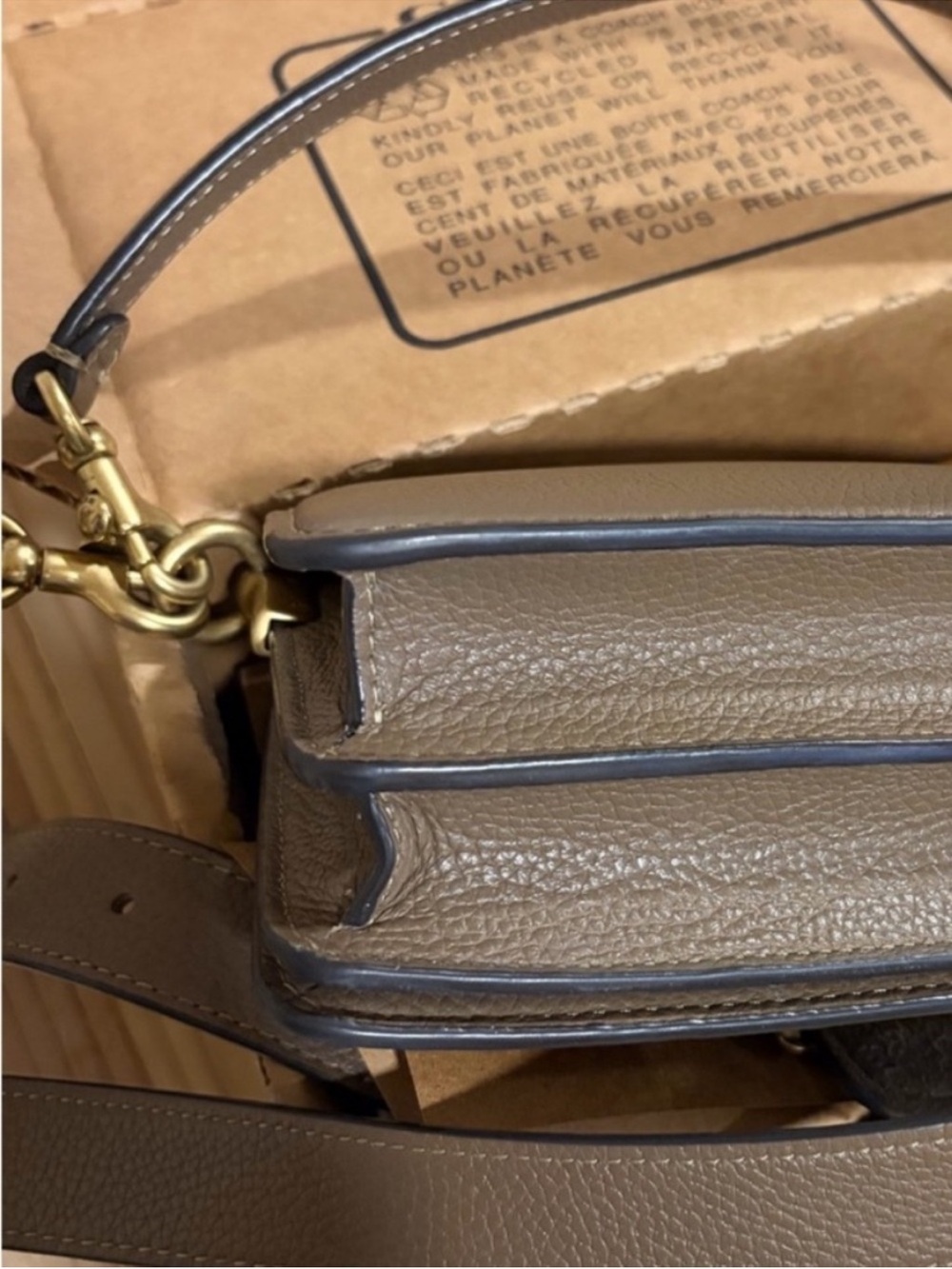 Coach Tabby Shoulder Bag 20 Polished Pebble Leather Brass Dark Stone - Picture 6 of 10